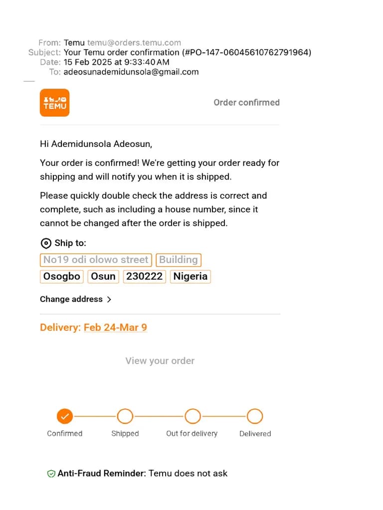 Jak zmienić adres dostawy w aplikacji Temu krok po kroku